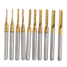 Carbide End Mill,10PCS End Mill, Milling Cutter with Sharp Cutting Edges and Polished Surface, Suitable for Engraving Circuit Boards, Metal, Plastics, Stainless Steel and Copper