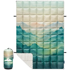 zzlamb Sherpa Puffy Camping Blanket,Portable Outdoor Warm Wearable Fleece Blanket for Cold Weather,Thick Camp Quilt with Sherpa Lining for Sleeping,Traveling,Backpacking,Stadium 52x75 Awaking Forest
