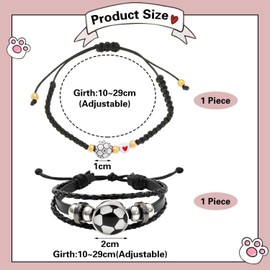 TVSVKWE 2 Pieces Football Bracelet, Fan Bracelet, Party Souvenir, Creative Fashion Jewelry, Adjustable Bracelet.