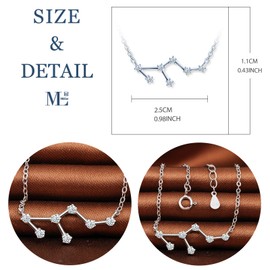 MicLee Women's 925 Sterling Silver Cubic Zirconia Necklace 12 Constellations Zodiac Sign Pendant Silver Chain with Gift Bag Super Gift for Couples Mother Daughter, Silver, Cubic Zirconia