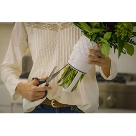 The Amaranth Vase - Unique Design for Easy Water Draining and Stem Access - Impact Resistant Plastic and Marble Blend - The Smart Vase for Floral Arrangements (White)