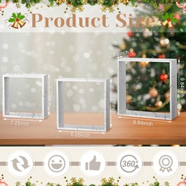 Cinnvoice 3 Pcs Wooden Tabletop Centerpiece Sign for Crafts Desk Coffee Table Fireplace Mantle Bookshelf Tiered Tray Accents Rustic DIY Christmas Ornament for Farmhouse(White,Square)