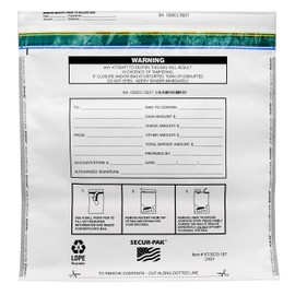 Secur-Pak Deposit Bags - Pack of 100 - Bill Capacity, 15,000 - Premium, Level 4 Security Tamper Evident, White Security Bags - Self Sealing, Opaque 2.5 Mil Plastic - 24" x 24" - SECUR-PAK