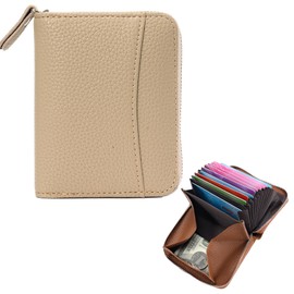 SFTRADE Credit Card Case, Card Case, Slim, Lightweight, Large Capacity, Holds 11 Cards, PU Characters, Women's, Men's, Skimming, Magnetic Protection, white (off-white)