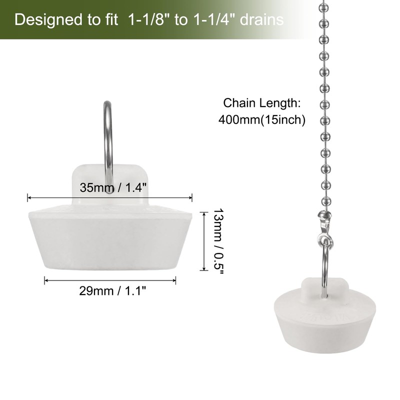 sourcing map 2 Pcs Tub Stoppers, Rubber Bathtub Stoppers 1-1/8"
