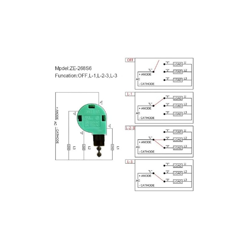 Geettcaifu 1 Pcs ZE-268S6 Ceiling Fan Light Pull Chain Switch,