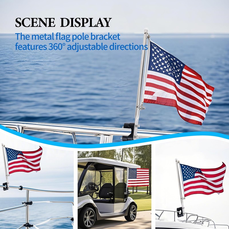2 Pack Universal Boat Flags with Boat Flag Poles, Stainless