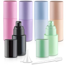 6 Pcs 30ml/1oz Glass Pump Bottles Refillable Lotion Dispenser Cosmetic Sample Storage Container Vial with Pump Head for Soap Shower Gel Shampoo Toiletries