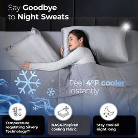 Silvery® Silver-Infused Cooling Comforter – Award-Winning Self-Cooling Blanket for Hot Sleepers with Self-Cleaning Silvery Technology™ for Sweat-Free & Cool Sleep (Gray, King/Cali King (106" x 90"))