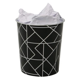 JVL Linear Black Waste Paper Bin, 27 x 25cm approx, Polypropylene, Small