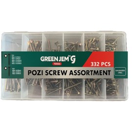 332 Piece Pozi Screw Assortment Set with Organiser Box – PZ1 & PZ2 Wood Screws for Joinery, DIY, Carpentry, Home Repairs & Construction | Cross Recessed Screws in Handy Compartment Storage Case