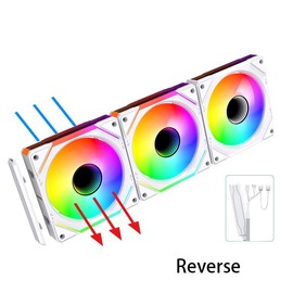 Computer Case Fans Reverse 120mm ARGB - 5V 3Pin PWM Daisy Chain, Infinity Mirror Module for PC Cases & Liquid Cooling (White)