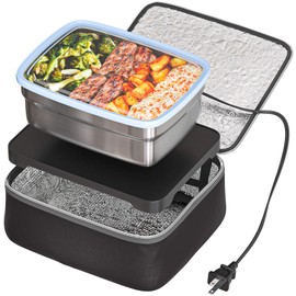 Skywin Portable Heated Lunch Box with Type A Wall Plug, Food Warmer Lunch Box, Personal Meal Reheater, No Microwave Needed, Container Included (Black)