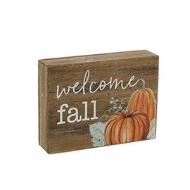 Collins Painting Mini Fall-Themed Wood Grain Block Sign (Welcome Fall)