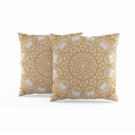 ggaimwf Moroccan Cushion Covers 45x45cm Yellow Ethnic Boho Cushions Arabic Indian Style Abstract Mandala Arabesque Meditation Hippie Modern Pillow Cover for Sofa Living Room Bed Pillowcase Set of 2