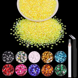 5000PCS 2mm Resin Jelly Rhinestones in Bulk (Lemon Yellow AB), Bedazzling Flatback Crystals Rhinestones for Crafting DIY Nail Decoration, Gems Diomand Charms for Tumbler Shoes Clothing Fabric
