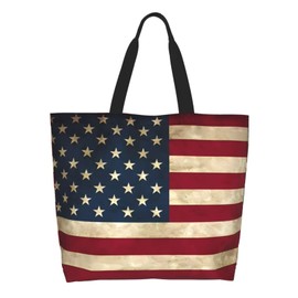 Feeuoai 4th of July Tote Bag Women large American flag bag Interior Pocket Reusable Independence day Travel tote bags