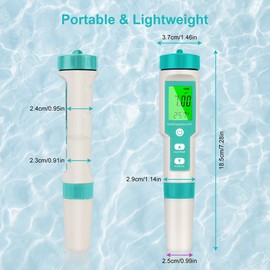 flintronic 5-in-1 PH Meter, PH/TDS/EC Temperature Tester with Backlight, 0-14 pH Measuring Range ± 0.1 pH Accuracy, PH Value Meter Pool Drinking Water Swimming Pool Aquarium Pools, Green