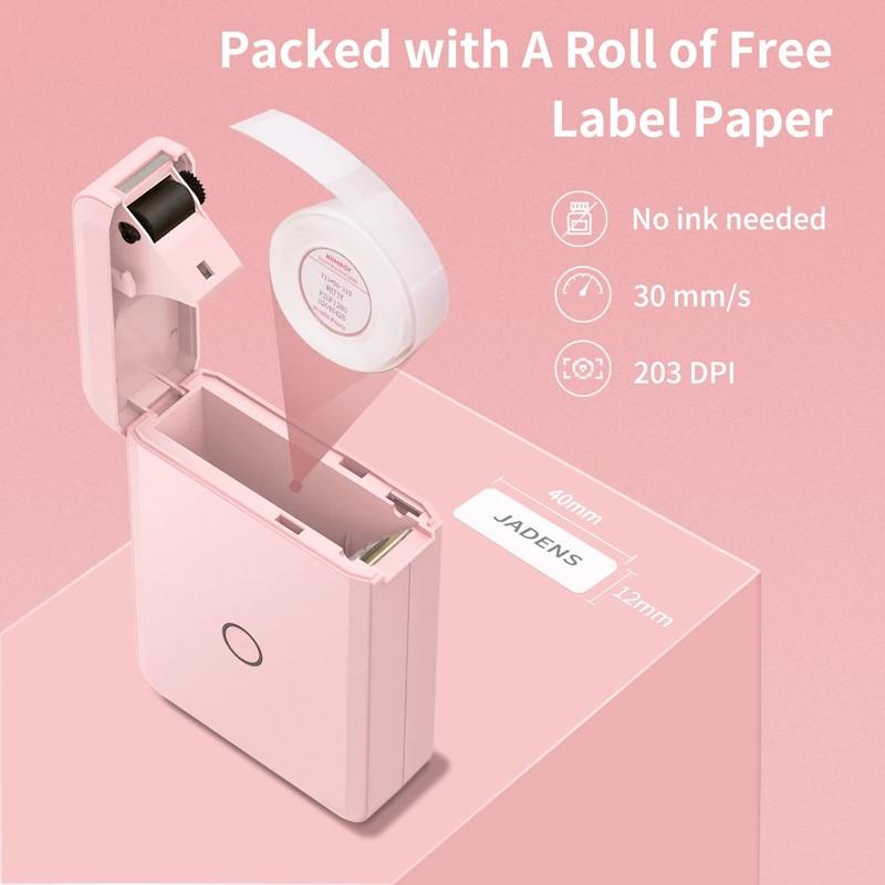 JADENS Label Maker Machine with Tape, Portable Bluetooth Label Printer