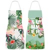 Whaline 2 Pack Summer Tropical Aprons Flamingo Palm Leaves Linen