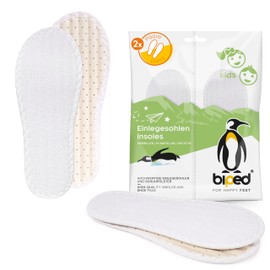 biped 2 Pairs of Children's Barefoot Soles Made of 100% Cotton Terry Cloth with Soft Natural Latex Cushioning - Antibacterial Insoles Against Unpleasant Odours z2789, White