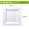 GreenWorks 100 Count 8 Inch Square Compostable Plates, Heavy Duty