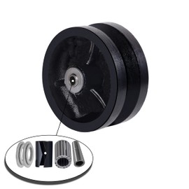 SYRATION 4"x2" Cast Iron V Groove Caster Wheel with Straight Roller Bearing Capacity 3200 lbs (4 Black Wheels)