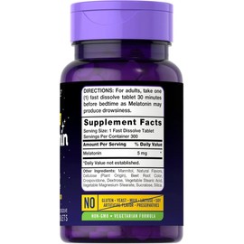 Carlyle Melatonina 5 mg  300 tabletas  Suplemento sin medicamentos  Vegetariano, sin OMG, sin gluten