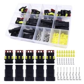 HISports Car Electrical Wire Connector Terminals Waterproof 3Pin Way Terminal Wire Connector Plug Car Spark Plug Connectors with Box for Motorcycle Car Truck Boat Scooter Auto Marine