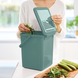 Rotho Organic Compost Bin 9 L with Activated Carbon Filter in Lid and Other Replacement Filter, Plastic (PP) BPA-Free, Turquoise, 9 L (23.0 x 22.5 x 27.5 cm)