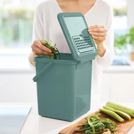 Rotho Organic Compost Bin 9 L with Activated Carbon Filter in Lid and Other Replacement Filter, Plastic (PP) BPA-Free, Turquoise, 9 L (23.0 x 22.5 x 27.5 cm)