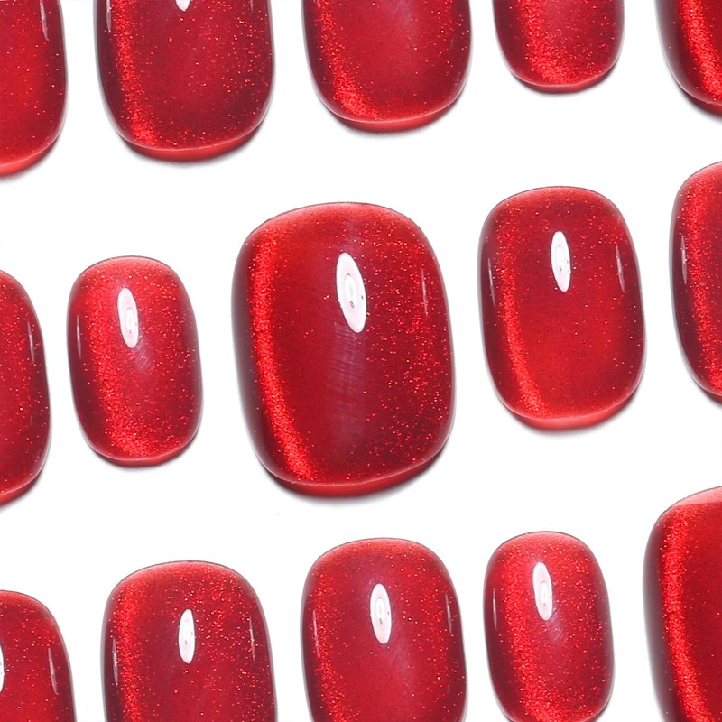 Sun&Beam Nails Handmade Nail Tip, Square Round, Red, False Nails,