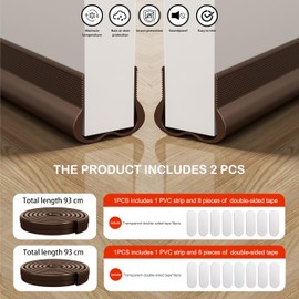 ACEGRE Weather Stripping Door Seal Strip 36 Inch Brown (2 Pack) - Bottom Seal for Door Frame, Garage & Exterior Door Sound Proofing
