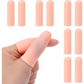 Gel Finger Cots, 10 PCS Gel Finger Protectors Fingers Caps Silicone Fingertips Protection Fingers Protector Support, Fingertip Sleeves Thumb Protection for Hand Eczema, Cracking, Arthritis(Skin color)