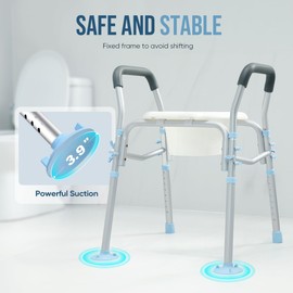 OasisSpace Stand Alone Raised Toilet Seat 400lbs - Medical Raised Commode Toilet with Splash Guard and Safety Frame, Height Adjustable Legs, Bathroom Assist Frame for Elderly, Handicap, Disabled