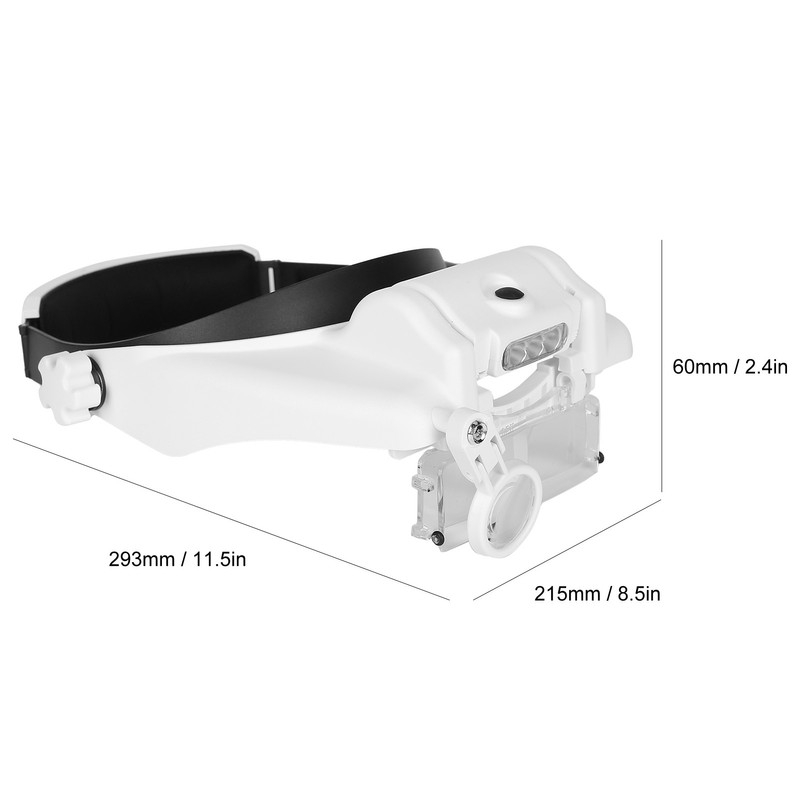 LED Helmet Magnifier Tattoo Beauty Adjustable Headband Magnifying Glass Head