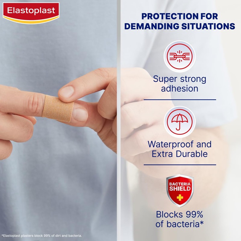 Elastoplast Elastoplast 18 Waterproof Fabric Plaster Strips (18 Pieces), Large