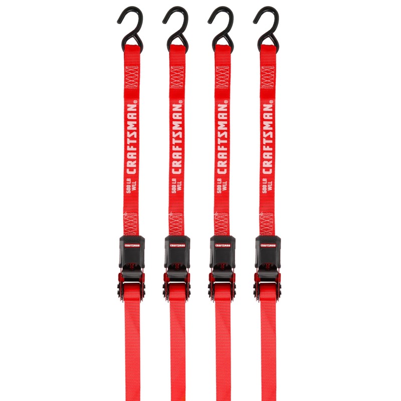 CRAFTSMAN CMXAZBS15004 Black/Red 1" x 12' Ratchet Tie Down Straps