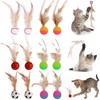 Partideal Pack of 12 Cat Balls Toy with Feathers, Interactive