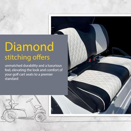 Club CAR Precedent Front Golf Cart Seat Covers Diamond Stitching (Black/White)