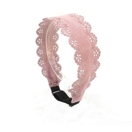 Ultrasuede Laser Cut Headband with Adjustable Elastic (Muted Pastels) (Pink)