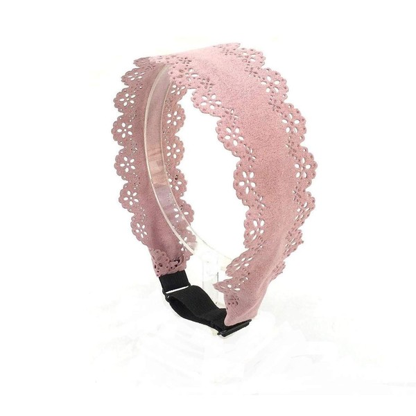 Ultrasuede Laser Cut Headband with Adjustable Elastic (Muted Pastels) (Pink)