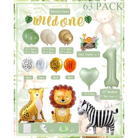 Birthday Decoration 1 Year, Decoration 1st Birthday Boy Girl, Children's Birthday 1 Year Decoration, Balloons 1st Birthday, Safari Jungle Decoration, Wild One Birthday Decoration