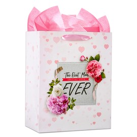 WhatSign Mothers Day Gift Bags with Handle 13" Large Mother's Day Best Mom Ever Gifts Bags with Tissue Paper Happy Mothers Day Flowers Paper Gift Bags Birthady Gift Bag for Mom Grandmother Aunt Wife