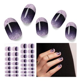 Nelikoo Semi Cured Gel Nail Strips - 30PCS Gel Nail Stickers for UV Light, Long-Lasting Gel Nail Wraps, Salon-Quality Semi Cured Nail Stickers, 2 Weeks Wear, Easy DIY Gel Manicure-Starry Plum