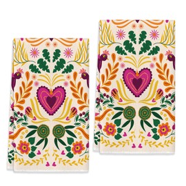 Sunwer - Juego de 2 toallas de cocina florales mexicanas Cinco De Mayo para platos de Mexico Let's Fiesta, 18 x 26 pulgadas para decoración del hogar de día festivo de temporada