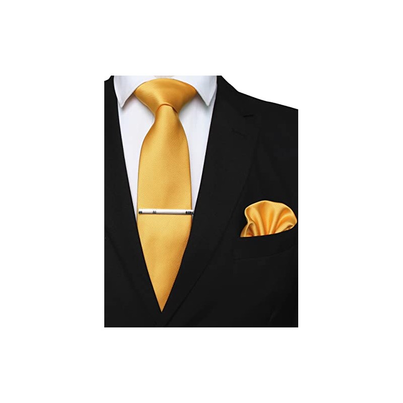 JEMYGINS Mens Silk Tie & Tie Clips & Pocket Bar