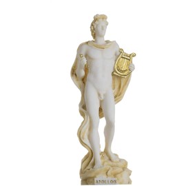 Apollo God of Music Poetry Art Gold Tone Alabaster Statue Sculpture 17 cm