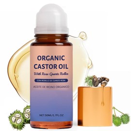 Organic Castor Oil with Rose Quartz Roller, Organic Castor Oil Roll On, Natural Ingredients - 1.7 fl oz (1)