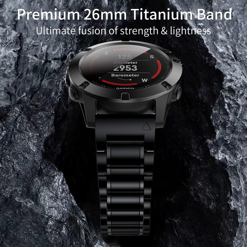 Synsing Titanium 22mm Band Compatible for Fenix 8 47mm/E 47mm/7/6